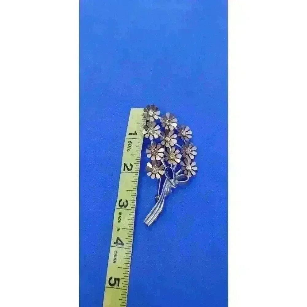 Vintage 30s Brooch Metal & Rhinestone Flower Bouquet FRED GRAY Coro Desiger RARE